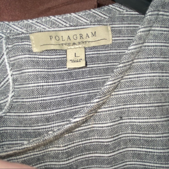 SOLD.  Polagram Midi Large L Dress Womens Country farmhouse farm Striped Lined - Picture 4 of 9